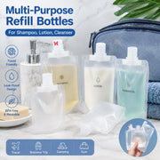 12PCS Portable Travel Bottles Set, Refillable Squeeze Pouches, Leakproof Toiletry Containers for Shampoo Lotion Conditioner Cream, Travel Accessories