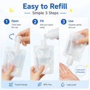 12PCS Portable Travel Bottles Set, Refillable Squeeze Pouches, Leakproof Toiletry Containers for Shampoo Lotion Conditioner Cream, Travel Accessories