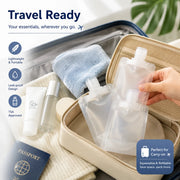 12PCS Portable Travel Bottles Set, Refillable Squeeze Pouches, Leakproof Toiletry Containers for Shampoo Lotion Conditioner Cream, Travel Accessories