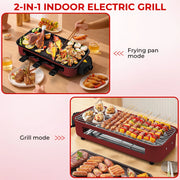 1500W 2-in-1 Electric Grill Pan, Non-Stick Smokeless BBQ Grill with Removable Plate, Adjustable Temp Control & 3 Raclette Pans for Home Kitchen Party