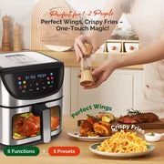 8.5QT Air Fryer, View Window, Multifunctional Large Family Size Capacity for 4-8 People, 10in1 Smart Digital Presets Air Frying