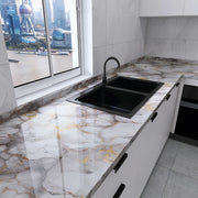 Kitchen Countertop Marble Wallpaper PVC Self-Adhesive Renovation Wall Stickers Kitchen Cabinet Wall Peel and Stick Stickers