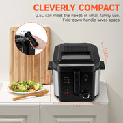 2.5L 1500W Electric Deep Fryer (US Plug) Large Capacity Countertop Home Fryer for Fried Chicken Fries Pot UL