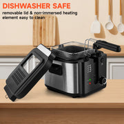 2.5L 1500W Electric Deep Fryer (US Plug) Large Capacity Countertop Home Fryer for Fried Chicken Fries Pot UL
