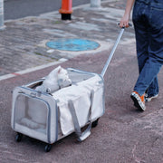 Pet Stroller Suitcase Telescopic Handle Pet Carriage Mesh Panels Animal Transport Cart Top Opening Ventilated for Outdoor Travel