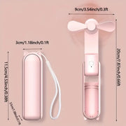 Portable Mini Fan, USB Rechargeable, 3-speed Adjustable, Foldable Handheld Fan, Suitable for Women, Travel, Outdoor Use