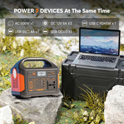Gaiaray 500W 300W Portable Power Station 460.8Wh LiFePO4 Battery Charging Station 110V Solar Generator Emergency Power Bank for Camping Travel