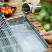 Stylish AMERZIS stainless steel electric grill for indoor and outdoor use, 110-130V American plug with temperature control and removable surface brush, ideal for cooking steaks and vegetables