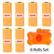 Disposable Pet Poop Bags Dog Poop Bag Bone Dispenser with Leash Clip Puppy Dog Products Supplies 5Roll(75Pcs) Bags