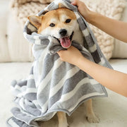 High Quality Water Absorption Dog Bathrobe Quick Drying Microfiber Bath Towels Thickened Stripe Pet Drying Coat Corgi