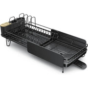 Large Expandable Dish Drying Rack, Kitchen Counter, 19.3-29.4 in, Black, Family Size, Adjustable Dividers, Pan, Lid & Cutting Bo