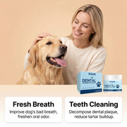 Natural Pet Oral Care Powder for Dog Teeth Cleaning to Freshen Breath and Soothe Gums with Probiotics for Gut Health Pet Clean