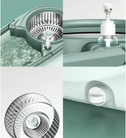 360 Spin Mop And Bucket System Modern Minimalist Green Bucket Stainless Steel Wringer 61 Inch Stainless Steel Handle 2 Microfiber Refills Floor Mop With Wheels Soap Dispenser For Hardwood Tile Floor Spring Cleaning Gift