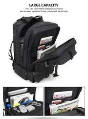 Men 45L Tactical Backpack Molle Bug Out Bag Survival Emergency Water Resistant Outdoor Hiking Camping Travel Rucksack Large Capacity EDC Everyday Carry Commuter Work School Laptop Daypack Trekking Cycling Durable Wear Resista