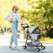 Convertible 3-in-1 Pet Stroller for Dogs and Cats, with 4 Wheels, Removable Basket, Cup Holder, Ideal for Small to Medium Pets (
