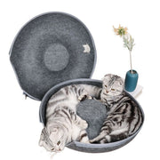 Interactive Round Small Cat Tunnel Nest Felt Kittens Bed House Scratcher Cat Donut Sleeping Pet Toy for Cats
