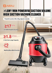 AIRAJ 5 Gallon Electric Vacuum Cleaner Set 120V 1200W High-power Dry Wet Blow Vacuum Cleaner Dusting Machine Household Cleaner