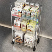 Mobile Shelf with Wheel Multi-Layers Storage Rack Home Trolley for Snacks Cosmetic Sundries Organizer 2/3/4 Tiers Rolling Cart