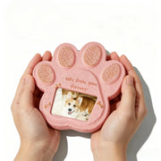 G22 Handmade Pet Memorial Tombstone with Photo Frame Heart Paw Print Portable Grave Marker for Dog Cat Outdoor memorials Gift