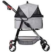 Convertible 3-in-1 Pet Stroller for Dogs and Cats, with 4 Wheels, Removable Basket, Cup Holder, Ideal for Small to Medium Pets (