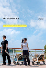Portable Pet Trolley Case, Fashionable Detachable Dog Trolley Case, Foldable Pet Bag Cat Travel Carrier Bag