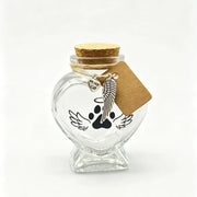 Pet Memorial Gift for Loss of Dog or Cat, Heart Shape Glass Jar & Bottle for Fur Hair Whiskers or Ashes Keepsake Urn with Cork