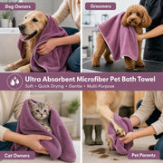 Microfiber Pet Absorbent Towels – Super Absorbent & Soft, No Deformation, Essential for Pet Bathing