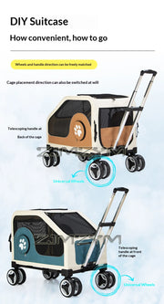 Portable Pet Trolley Case, Fashionable Detachable Dog Trolley Case, Foldable Pet Bag Cat Travel Carrier Bag
