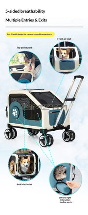 Portable Pet Trolley Case, Fashionable Detachable Dog Trolley Case, Foldable Pet Bag Cat Travel Carrier Bag