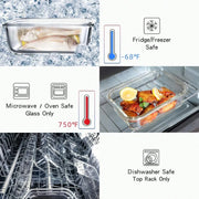 10 Pack Glass Meal Prep Containers, Food Storage Containers With Lids Airtight, Glass Lunch Boxes, Microwave, Oven, Freezer And Dishwasher