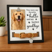 Pet Memorial Frame with Collar Holder Wooden Pet Picture Frame Loss of Dog Sympathy Gift Tabletop Decor Cat Dog Passing Away
