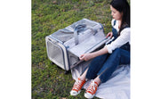 Pet Stroller Suitcase Telescopic Handle Pet Carriage Mesh Panels Animal Transport Cart Top Opening Ventilated for Outdoor Travel