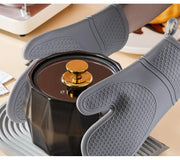 Silicone Oven Mitts 2PCS, Heat Resistant 500F Kitchen Mitts, 11.4