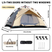 PAKICETUS 2-4 Person Automatic Pop Up Camping Tent, Instant Quick Setup Portable Windproof Tent, Lightweight Backpacking Shelter for Outdoor Travel Hiking Picnic