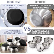 Mixing Bowls with Airtight Lids Set, 8PCS Stainless Steel Nesting Bowls Set, 3 Grater Attachments and Non-Slip Bottoms, Size 5,