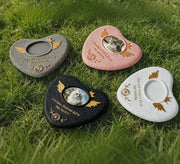 G22 Handmade Pet Memorial Tombstone with Photo Frame Heart Paw Print Portable Grave Marker for Dog Cat Outdoor memorials Gift