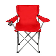 Foldable Camping Chair Quad with Cup Holder Portable Outdoor Picnic Beach Fishing Seat Bright Red