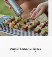 Stylish AMERZIS stainless steel electric grill for indoor and outdoor use, 110-130V American plug with temperature control and removable surface brush, ideal for cooking steaks and vegetables