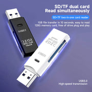 2 in 1 USB 3.0 Card Reader Micro TF sd card Reader usb adapter High Speed Cardreader TF Memory card For PC Laptop Accessories