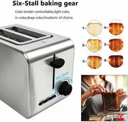 Stainless Steel Toaster – Household Appliance 2-slice Sandwich Toaster Rapid Heating; Portable Automatic Pop-up; Multi-function