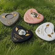 G22 Handmade Pet Memorial Tombstone with Photo Frame Heart Paw Print Portable Grave Marker for Dog Cat Outdoor memorials Gift