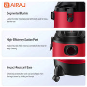 AIRAJ 5 Gallon Electric Vacuum Cleaner Set 120V 1200W High-power Dry Wet Blow Vacuum Cleaner Dusting Machine Household Cleaner