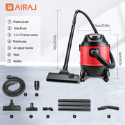 AIRAJ 5 Gallon Electric Vacuum Cleaner Set 120V 1200W High-power Dry Wet Blow Vacuum Cleaner Dusting Machine Household Cleaner