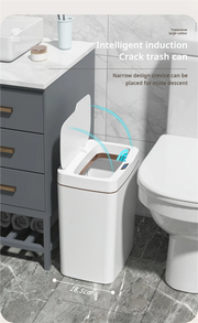 Smart Bathroom Trash Can Automatic Bagging Electronic Trash Can White Touchless Narrow Smart Sensor Garbage Bin Smart Home 15L