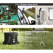 Upgrade 6000mAh Rechargeable Portable Camping Shower, 5 Gallon Collapsible Bucket, LED Display, Multiple Spray Modes, Hiking