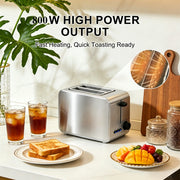 Stainless Steel Toaster – Household Appliance 2-slice Sandwich Toaster Rapid Heating; Portable Automatic Pop-up; Multi-function
