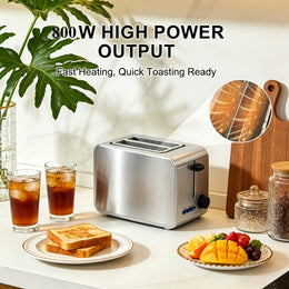 Stainless Steel Toaster – Household Appliance 2-slice Sandwich Toaster Rapid Heating; Portable Automatic Pop-up; Multi-function