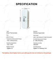 Tuya Zigbee 3.0 Mini Temperature And Humidity Sensor Indoor Smart Home Thermometer Hygrometer Remote Work With Z2M Smart Life