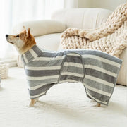 High Quality Water Absorption Dog Bathrobe Quick Drying Microfiber Bath Towels Thickened Stripe Pet Drying Coat Corgi