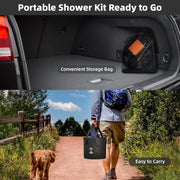 Upgrade 6000mAh Rechargeable Portable Camping Shower, 5 Gallon Collapsible Bucket, LED Display, Multiple Spray Modes, Hiking